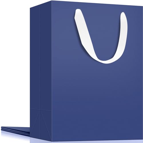 EUSOAR Navy Blue Gift Bags, 3pcs 7.8"x3.9"x11" Kraft Paper Bags with Handle - color: Navy Blue, size: 1 Count (Pack of 3)