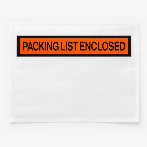 Packing List Enclosed Envelopes – 4.5" x 5.5" Short Side Opening – Self-Adhesive Clear or Printed Options – Multiple Pack Sizes (Print - PLE, 500) - style: Print - PLE