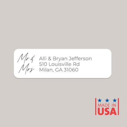 Mr. & Mrs. Rolled Address Labels / 250 Personalized Return Address Labels/Designer Address Stickers in Elegant Plastic Dispenser - size: 250 Labels, style: Mr. and Mrs Script