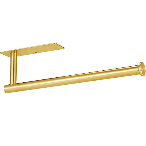 Paper Towel Holder - Eolax Under Cabinet Paper Towel Bar for Kitchen, Wall Mount Self Adhesive or Drilling Paper Towel Rack, 304 Stainless Steel (Gold) - color: Gold
