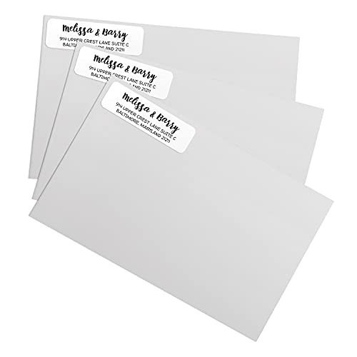 White Modern Rolled Address Labels/Roll of 500 Personalized Address Labels/Designer Return Address Stickers in Elegant Plastic Dispenser - size: 500 Labels, style: White Modern