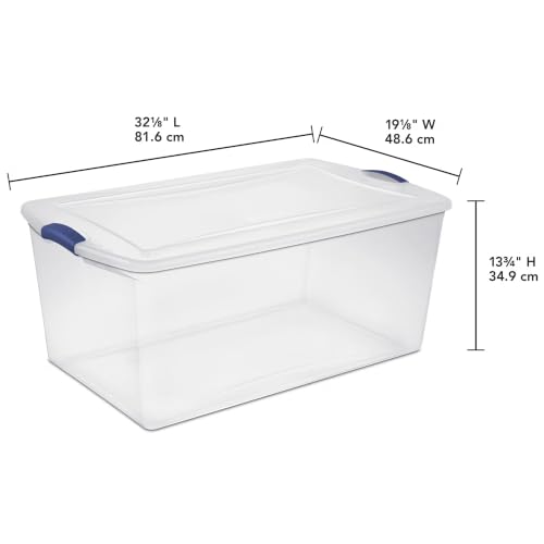 2Pack 105 Quart Clear Plastic Storage Bin with Lid, Large Home Organizer
