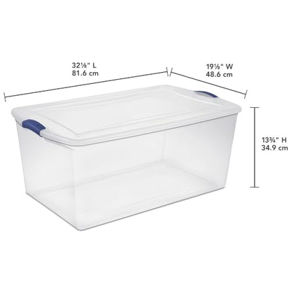 2Pack 105 Quart Clear Plastic Storage Bin with Lid, Large Home Organizer