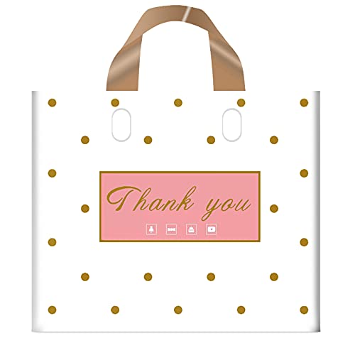 MLAFLY Thank You Bags - 50 Pack Plastic Bags for Small Business, Retail, Parties & Favors (Polka Dot, Medium 12"x14") - size: Medium (Pack of 50)