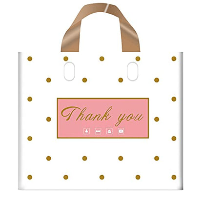 MLAFLY Thank You Bags - 50 Pack Plastic Bags for Small Business, Retail, Parties & Favors (Polka Dot, Medium 12"x14") - size: Medium (Pack of 50)