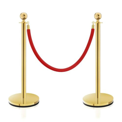 Gold Stanchions, Red Carpet Ropes and Poles, Stainless Steel Barriers for Party, Museums, Wedding, Easy Connect Assembly, 2PCS - size: 2