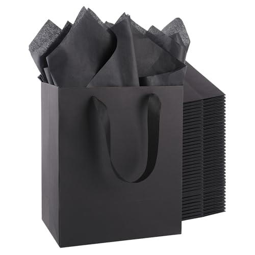Addblu 30 Pack Black Gift Bags with Handles and 30 Sheets of Tissue Paper - color: Small - 30Pcs