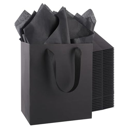 Addblu 30 Pack Black Gift Bags with Handles and 30 Sheets of Tissue Paper - color: Small - 30Pcs