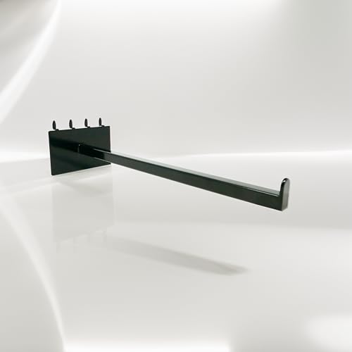 12" Pegboard Straight Arm Faceout Hook, Peg Shelf Bracket, Black, 6 Pack - size: 6 Pack