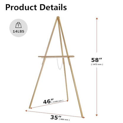 DJAR 3 Pcs 63" Adjustable Wooden Display Easel Stand for Sign - color: Gold, size: 3pcs