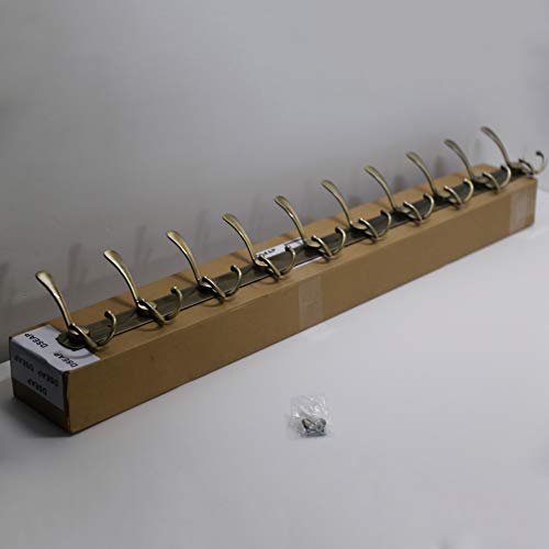 Dseap Coat Rack Wall Mount - 38” Long 10-Tri-Hooks Heavy Duty Coat Hanger Rail Wall Hooks for Hanging Coats Hats Clothing Clothes Purse Mudroom Entryway, Bronze - color: Bronze, size: L=38” (1 Pcs)