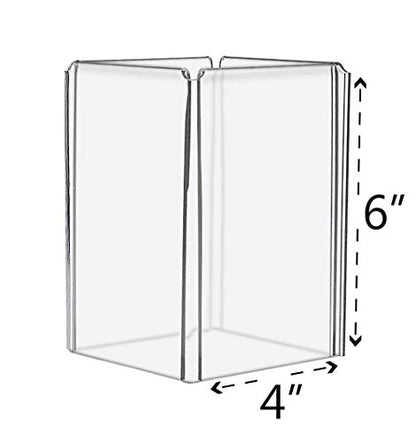 12 Pack Sign Holder Tabletop 4 Sided with Open Center 4" x 6" Clear Acrylic Menu Flyer Brochure Display Frame Multi Panel Sign Display by Marketing Holders