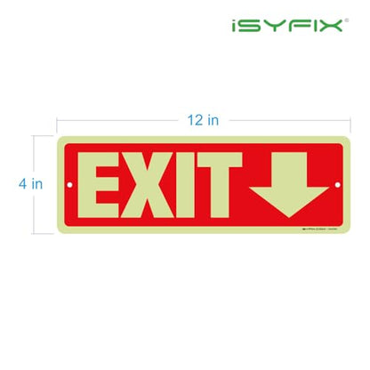 iSYFIX Exit Signs with Down Arrow, 12x4 Inch, 2 Pack - color: Metal Down Glow, size: 2 Pk 12x4