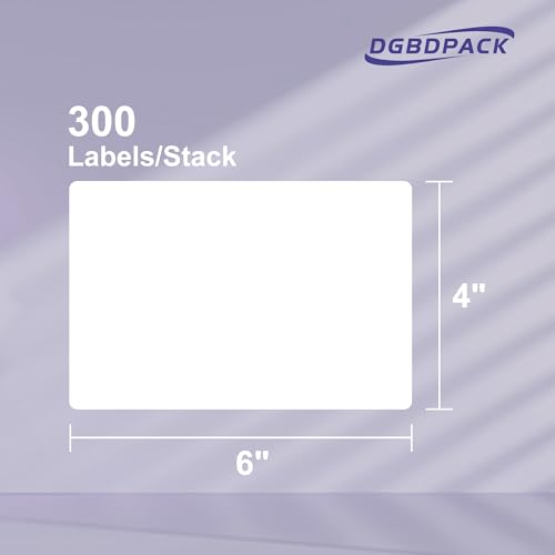 DGBDPACK 4x6 Fanfold Thermal Shipping Labels, 300 Labels Per Stack, Thick Liner & Ultra Strong Adhesive, Works with Zebra Rollo Beeprt Label Printers - size: Fanfold-300*1