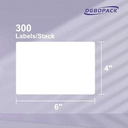 DGBDPACK 4x6 Fanfold Thermal Shipping Labels, 300 Labels Per Stack, Thick Liner & Ultra Strong Adhesive, Works with Zebra Rollo Beeprt Label Printers - size: Fanfold-300*1