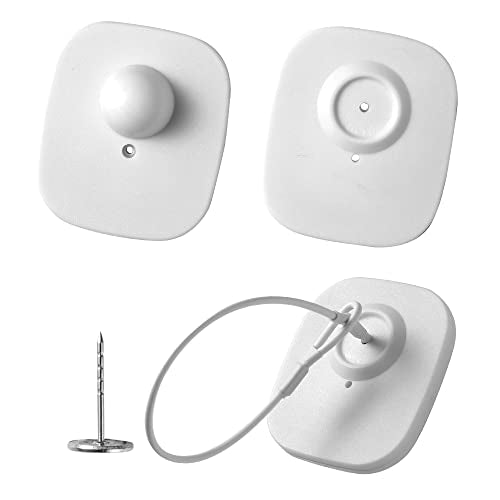 1000Pcs 8.2Mhz RF Security Clothing Tags White Retails EAS Clothes Tag with 1000 Pins and 200 Lanyards - style: 1000 White Tags + 200 Lanyards