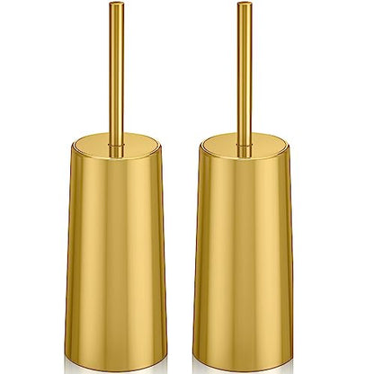 Toilet Brush and Holder, 2 Pack Toilet Brush Stainless Steel, Toilet Bowl Brush for Bathroom Toilet-Ergonomic, Elegant,Durable (Gold) - color: Gold