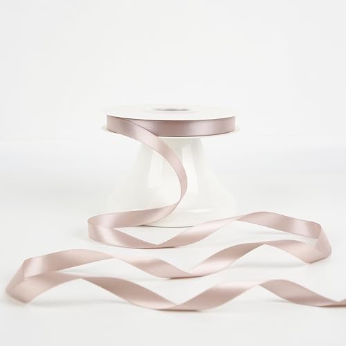 HUIHUANG 1/2 inch Dusty Rose Double-Faced Satin Ribbon Continuous 50 Yds - color: Dusty Rose, size: 1/2 inch