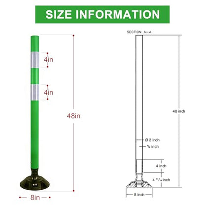 OrangeStar 8-Pack 48" Traffic Cones with Spring Base - color: Green, size: 48 in