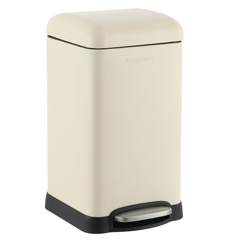 happimess Betty Retro Mini 3.2 Gal Step Trash Can, Limestone Beige - color: Limestone Beige