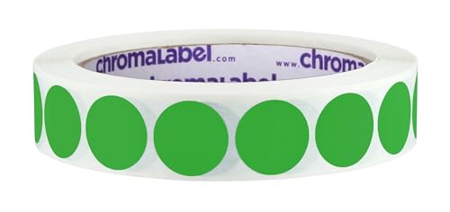 ChromaLabel Green Dot Stickers, 3/4 Inch Removable, 1000/Roll - color: Green, size: 3/4"