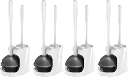 MR.SIGA Toilet Plunger and Brush Combo for Toilet Cleaning, White, 2 Set (Pack of 2) - color: White, size: 6.3 x 8.2 x 18.1 inch (Pack of 2)