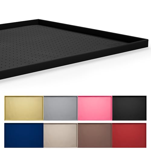 Hubulk Dog Feeding Mat,100% Waterproof Food Grade Silicone Pet Food and Water Bowl Placemat,Dishwasher, High Raised Edge to Prevent Spills,Nonslip Tray to Stop Messes on Floor (19"x12"x0.5", Black) - color: Black, size: 19"l X 12"w