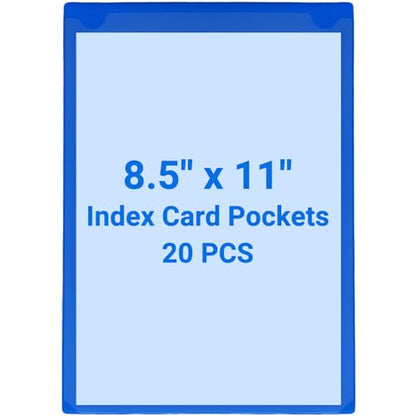 20 PCS Clear Self Adhesive Plastic Label Pockets, Top Loading Business & Library Index Card Holders, Fabric Tape Sleeves for Storage Bins, Totes, Binders and Drawers (8.5 x 11 Inch) - size: 8.5" x 11" (19.69 Mil Thickened), style: Vertical