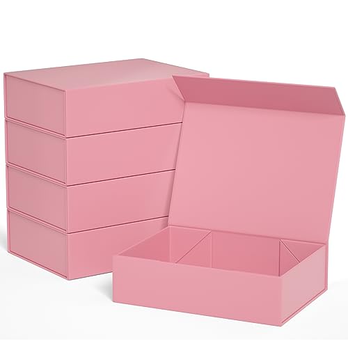 Pink Gift Boxes 11.9" x 8.5" x 3.3", Magnetic Closure Gift Box for Presents - color: Pink/5PCS