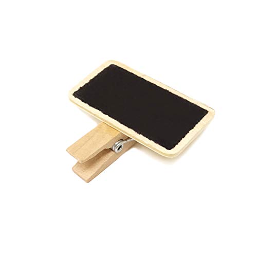 Honbay 30PCS Wooden Mini Rectangle Chalk Board Clips Message Chalk Board Signs for Home Note Taking