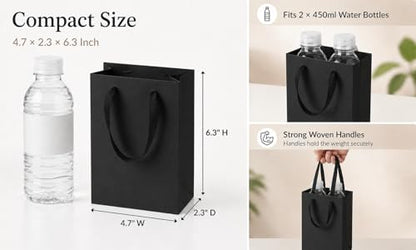 Treelement 22 Pack 4.7×2.3×6.3 Inch Small Black Gift Bags with Tissue Paper - color: Black