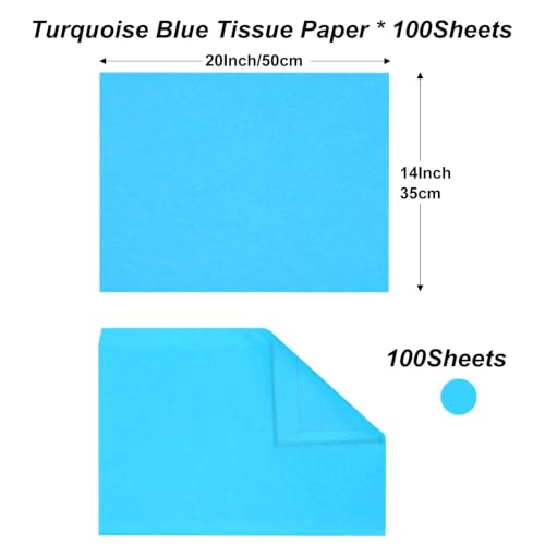 Jkopsnr 100 Sheets Turquoise Tissue Paper 20x14 Inches - color: Turquoise Blue, size: 14x20