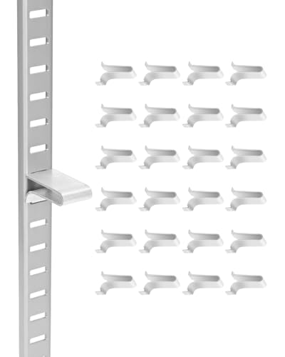 VEVOR Shelf Clips, 40 Pack, Adjustable Steel Pilaster Shelf Clips Support for Metal, Wood, Glass Shelves, Compatible with Wardrobes, Cabinets, Bookcases, Shoe Racks and Display Racks (Silver) - style: Horizontal Brackets