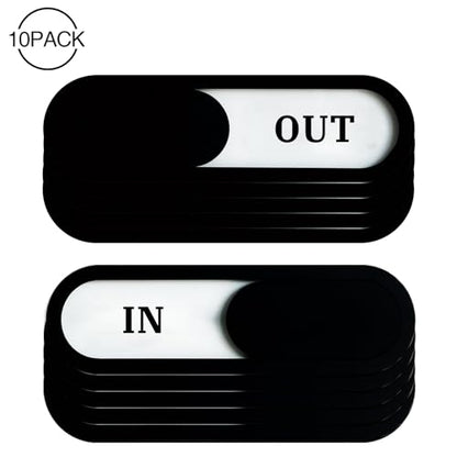 In/Out Slider Sign 10Pack, Acrylic, Black 7.4x2.2in - color: In/Out Sign, size: 10 PCS