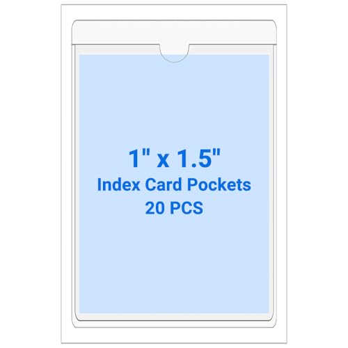 20 PCS Clear Self Adhesive Plastic Label Pockets, Top Loading Business & Library Index Card Holders, Peel and Stick Sleeves for Storage Bins, Totes, Binders and Drawers (1 x 1.5 Inch) - size: 1" x 1.5", style: Vertical