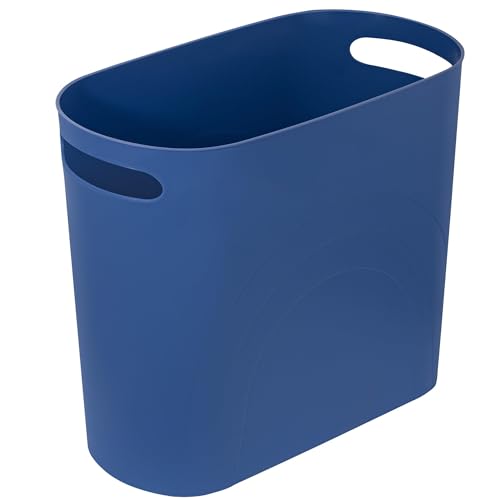 rejomiik Small Bathroom Trash Can, 3.5 Gallon Slim Garbage Can, Blue - color: Blue, size: 1 pack