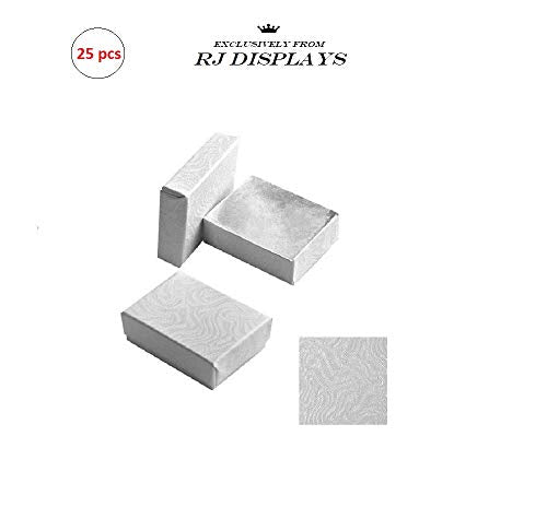 RJ Displays 25 Pack Cotton Filled White Jewelry Box for Jewelry Pendants, Bracelet, Earring, Necklace, and Small Gift Packaging and Store Display Size-2 5/8" x 1 1/2" x 1"#32