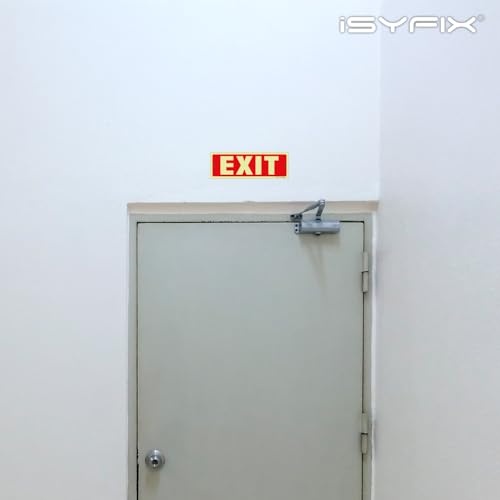 iSYFIX Exit Glow in the Dark Sign, 2 Pack, 12x4 Inch - color: Plastic Glow, size: 2 Pk 12x4