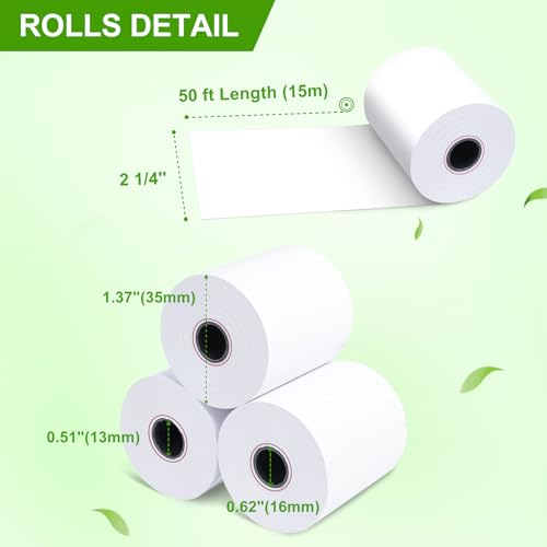 (100 Rolls) 2 1/4 x 50 Thermal Receipt Paper, White BPA-Free, Compatible with POS, Credit Card Terminals and Most Register Machines - size: 100 Rolls- 2 1/4 x 50 thermal paper