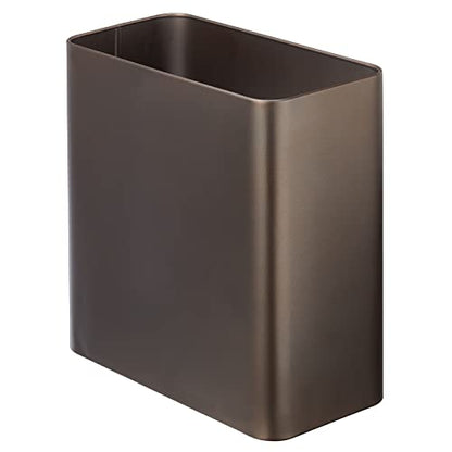 mDesign Stainless Steel Slim Rectangular Modern Metal 2.6 Gallon Trash Can Wastebasket, Bronze - color: Bronze