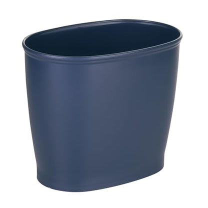 iDesign Slim Plastic Bathroom Trash Can, Navy Blue - color: Navy, style: Pack of 1