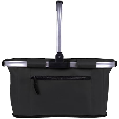 Picnic Basket, SIYUAN Shopping Basket with Handle 22L Collapsible Grocery Basket Portable Folding Basket for Marketing Reuasble, Black - color: Black
