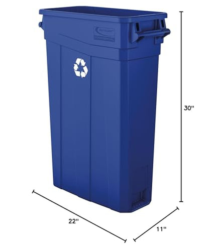 Suncast 23 Gal, Commercial Slim, Polypropylene Recycling Bin, Blue - color: Blue Recycle, style: With Handles