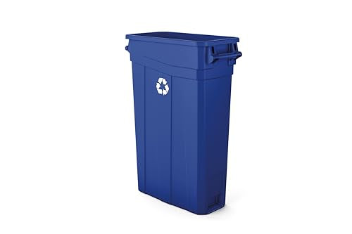 Suncast 23 Gal, Commercial Slim, Polypropylene Recycling Bin, Blue - color: Blue Recycle, style: With Handles