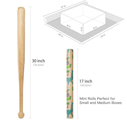 RUSPEPA Dinosaur Wrapping Paper Birthday Boy, Mini Roll, Kraft Wrapping Paper with Dinosaur and Cakes Pattern Designs, Gift Wrap for Kids, Birthday, Party and Holiday, 17 in x 16.4 ft - color: Dinosaur and Cake, size: 17 in x 16.4 ft