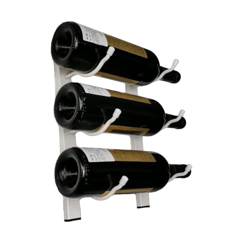 W Series Wall Mounted Wine Racks | 3 Bottles Red Wine Bottle Display Holder | Metal Wine Rack Hanging Organizer Rack | Modern Wine Storage with Label Forward Design (Matte White) - color: Matte White