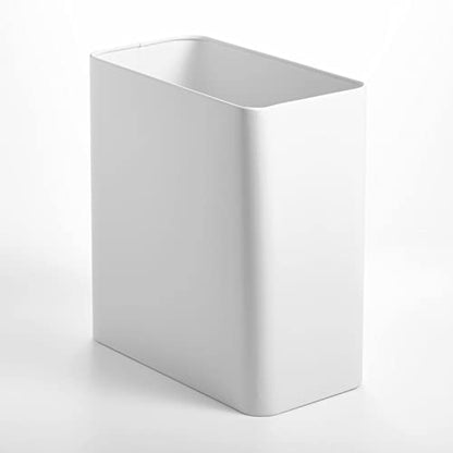 mDesign Stainless Steel Slim Rectangular Modern Metal 2.6 Gallon Trash Can Wastebasket, White - color: White