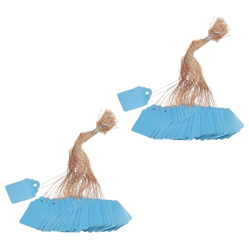 PATIKIL 400Pack Price Tags with String, 25x35mm Plastic Tags Hanging Plastic Wire Shelf Label Holder Waterproof Writable for Labeling Retail Sale Merchandise Shelf Clothing, Blue - color: Blue, size: 25x35mm