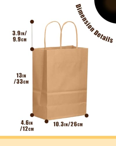 qiqee 30-Packs Brown Gift Bags with Handles Bulk 13''x5 x10 Large Size Kraft Paper Bags Multiple Uses (Large Size) - size: Large - 30 Packs