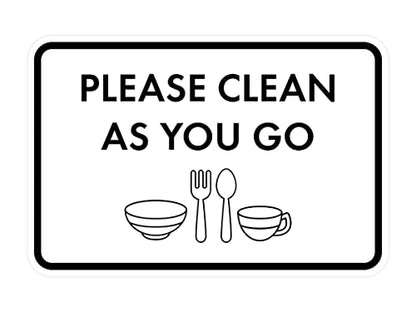 Classic Framed Please Clean As You Go Sign (White) - Small - color: White, size: Small (4" x 6")